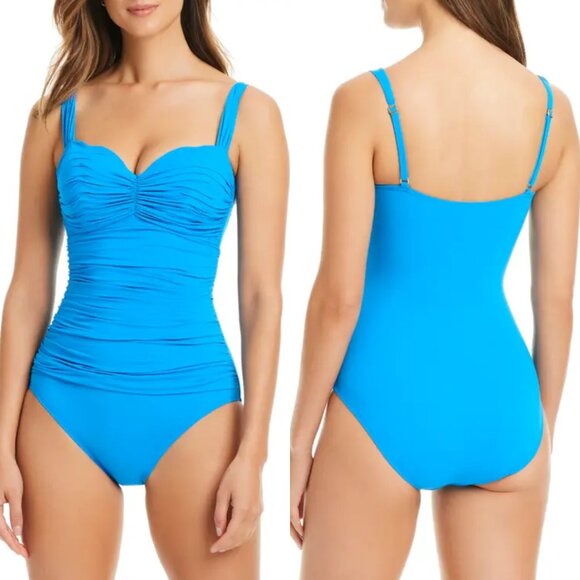 Bleu Rod Beattie Other - Bleu Rod Beattie Kore Shirred Bandeau Underwire One Piece Swimsuit NWT Sz 12